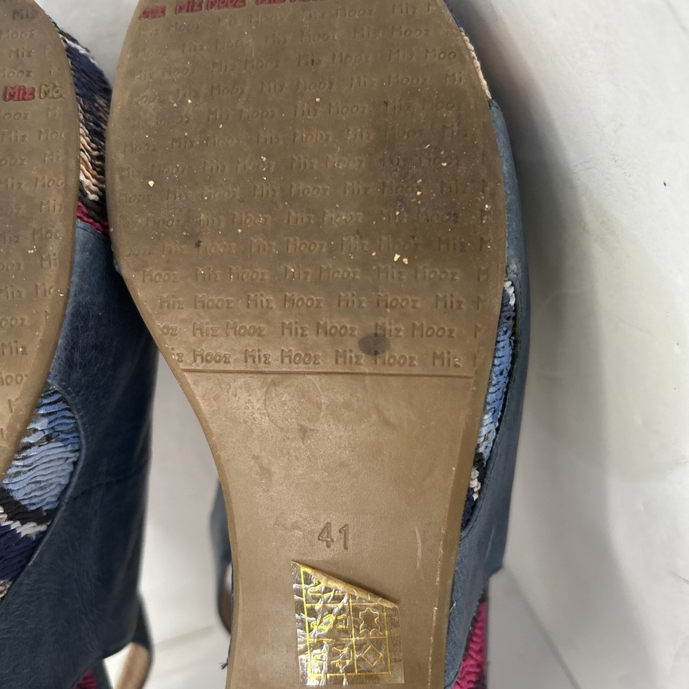 Miz Mooz Women's Blue Leather Multicolor Platform Sandals Sz EU 41 US 8-8 1/2 - Picture 15 of 15